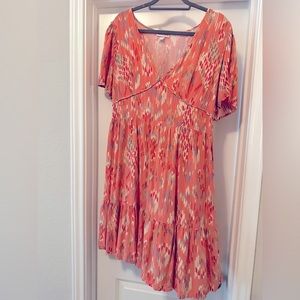 Ladies V Neck Dress - Size XL - Aztec Geometric Pattern